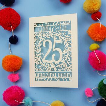 Silver Wedding Anniversary Card 25 Amazing Years, 6 of 11