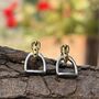 Personalised Sterling Silver And Gold Stirrup Earrings, thumbnail 3 of 12
