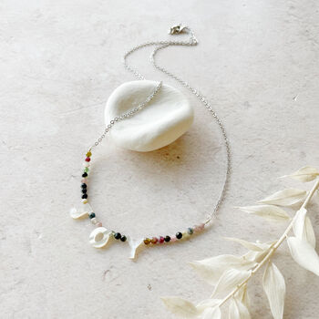 Tourmaline And Mother Of Pearl Letter Necklace, 4 of 9