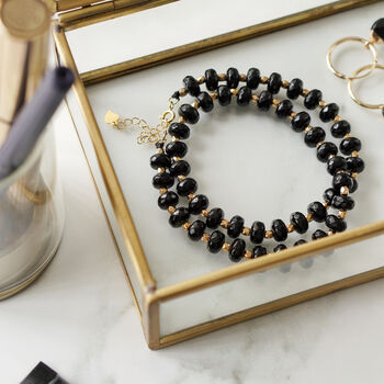 Gold Plated Black Chalcedony Double Wrap Bracelet, 3 of 5