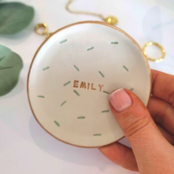 Personalised Handmade Green And Gold Ring Dish, 12 of 12