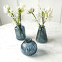 Blue Glass Bud Vase Set Of Three, thumbnail 2 of 4