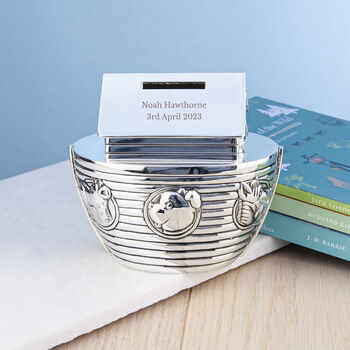 Personalised Silver Plated Noah’s Ark Money Box, 2 of 4