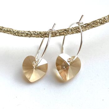 Heart Hoops Adorned With Swarovski Crystals, 3 of 4