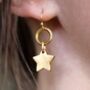 Gold Plated Star Charm Earrings, thumbnail 2 of 5