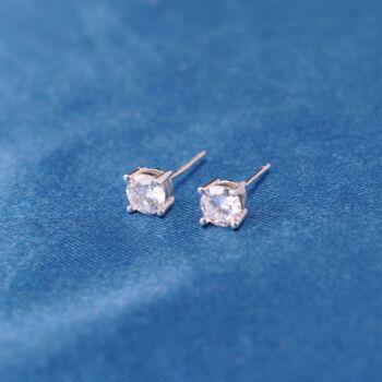 8 Mm Cz Stone Stud Earrings, Sparkly Studs, Cubic Zirconia Studs, 6 of 7