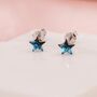 Tiny Crystal Star Stud Earrings In Sterling Silver, thumbnail 4 of 8