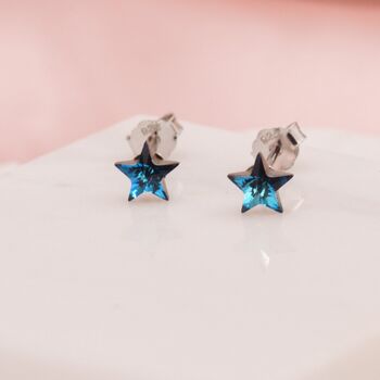 Tiny Crystal Star Stud Earrings In Sterling Silver, 4 of 8