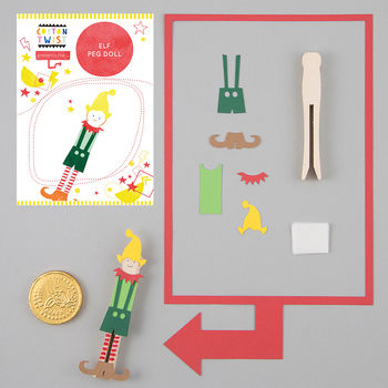 Christmas Party Bag With Angel And Elf Peg Doll Kits, 8 of 8