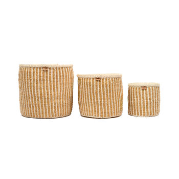 Hotuba: Gold Pinstripe Woven Storage Basket, 2 of 9