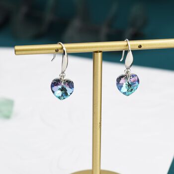 Sterling Silver Alexandrite Cz Heart Drop Dangle Earrings, 7 of 12
