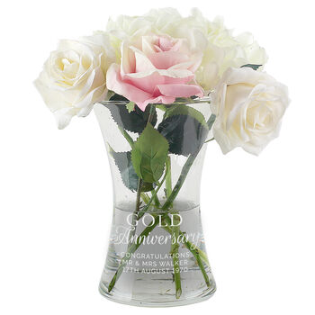 Personalised Gold Anniversary Glass Vase, 5 of 5