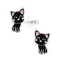 Cool Cat Black Or White Kitten Silver Stud Earrings, thumbnail 3 of 9
