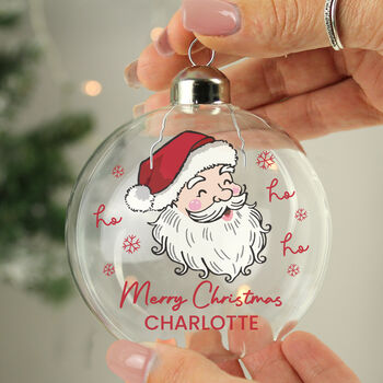 Personalised Santa Glass Bauble, 3 of 4