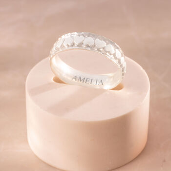 Sterling Silver Multi Heart Personalised Spinner Ring, 2 of 12