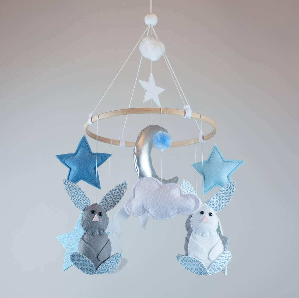 Blue Bunnies Baby Mobile, 1 of 6
