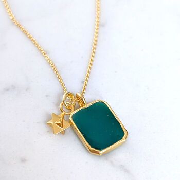 The Duo Green Onyx Necklace, Gold Plated, 4 of 11