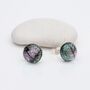 Large Pink Fused Glass Sterling Silver Stud Earrings, thumbnail 2 of 8