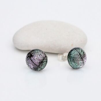 Large Pink Fused Glass Sterling Silver Stud Earrings, 2 of 8