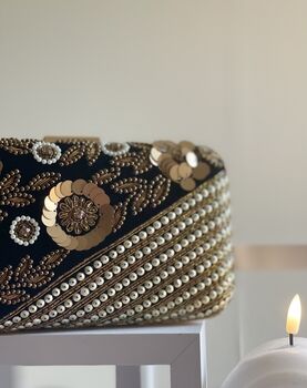Naples Black And Gold Embellished Clutch, 4 of 5
