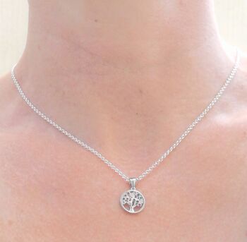 Sterling Silver Tree Of Life Jewelled Zirconia Necklace, 4 of 8