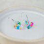 Sterling Silver And Acrylic Colourful Floral Charm Hoops, thumbnail 1 of 7