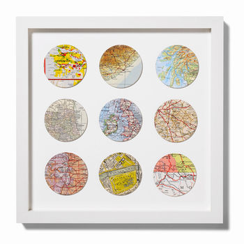 Nine Map Circle Personalised Wedding Anniversary Print, 7 of 7