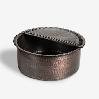 Dark Solid Copper Pedicure Bowl With Footrest, Hammered 350 Mm Diameter, 2 of 5