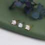 Sterling Silver Four Prong Cz Stud Earrings, thumbnail 5 of 12