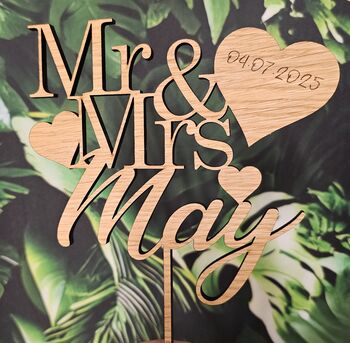 Wooden Wedding Cake Topper, 2 of 8