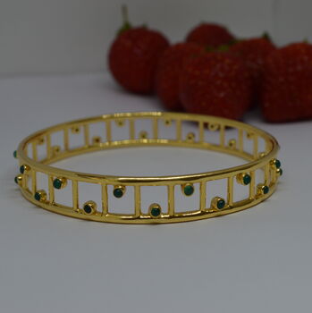 Green Onyx Gold Bangle Bracelet: Sterling Silver, 4 of 4