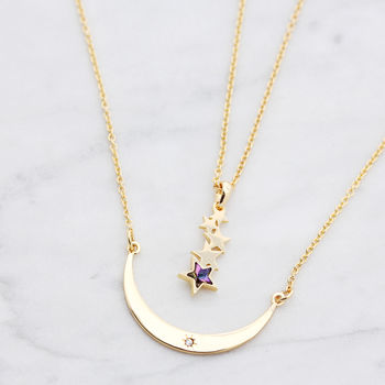 Gold Colour Double Space Necklace By J&S Jewellery