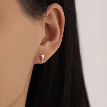 Sterling Silver Bird Skull Internally Threaded Flat Back Earrings, 7 of 12