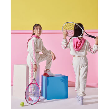 Shine Girls Cotton Tracksuit – Ecru And Pink, 3 of 4