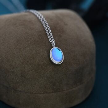 Oval Moonstone Pendant Necklace In Sterling Silver, 5 of 11
