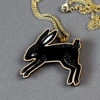 Black Rabbit Wooden Necklace, 8 of 8
