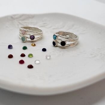 Personalised Mixed Gems Silver Ring, 10 of 11