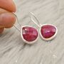 Dyed Red Ruby Sterling Silver Dangle Drop Earrings, thumbnail 7 of 8