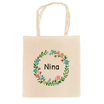 Personalised Kids Wreath Linen Tote Bag, 3 of 4