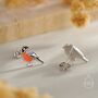 Sterling Silver Tiny Bullfinch Bird Stud Earrings, thumbnail 4 of 11