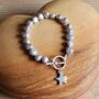 Grey Freshwater Pearl Star Charm Bracelet, thumbnail 1 of 2