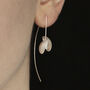 Long Silver Seed Pod Earrings, thumbnail 3 of 4
