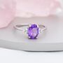 Genuine Amethyst Oval Ring In Sterling Silver, thumbnail 4 of 11