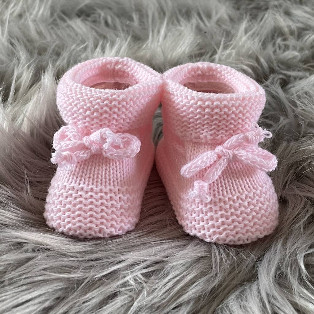 Pink Knitted Baby Booties, 1 of 8
