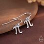 Sterling Silver Pi Drop Hook Earrings, thumbnail 1 of 11