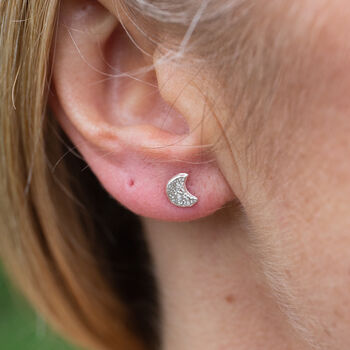 Sterling Silver Mini Mismatch Star And Moon Studs, 2 of 12