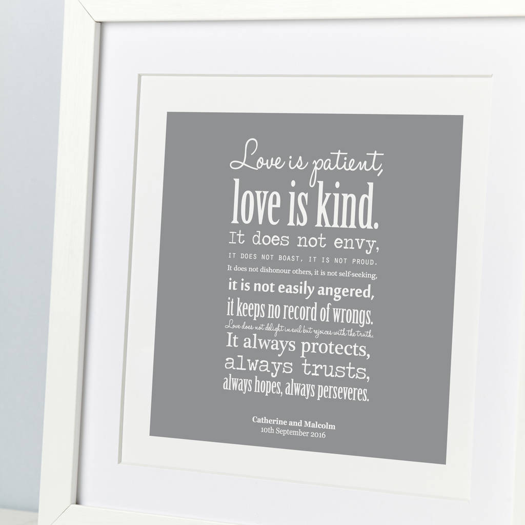 personalised 'love is patient' reading print by spotty n stripy ...