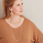 White Pearl Beaded Long Layering Necklace, thumbnail 2 of 11