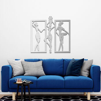 African Women Trio Wooden Decor Cultural Wall Art, 8 of 9