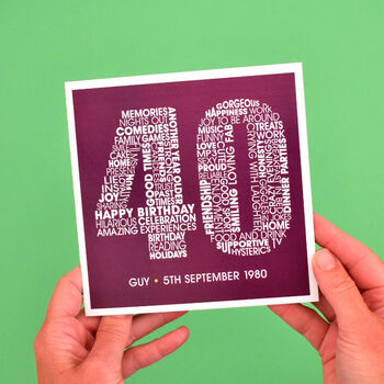 Personalised Name And Date 40th Birthday Card, 2 of 3